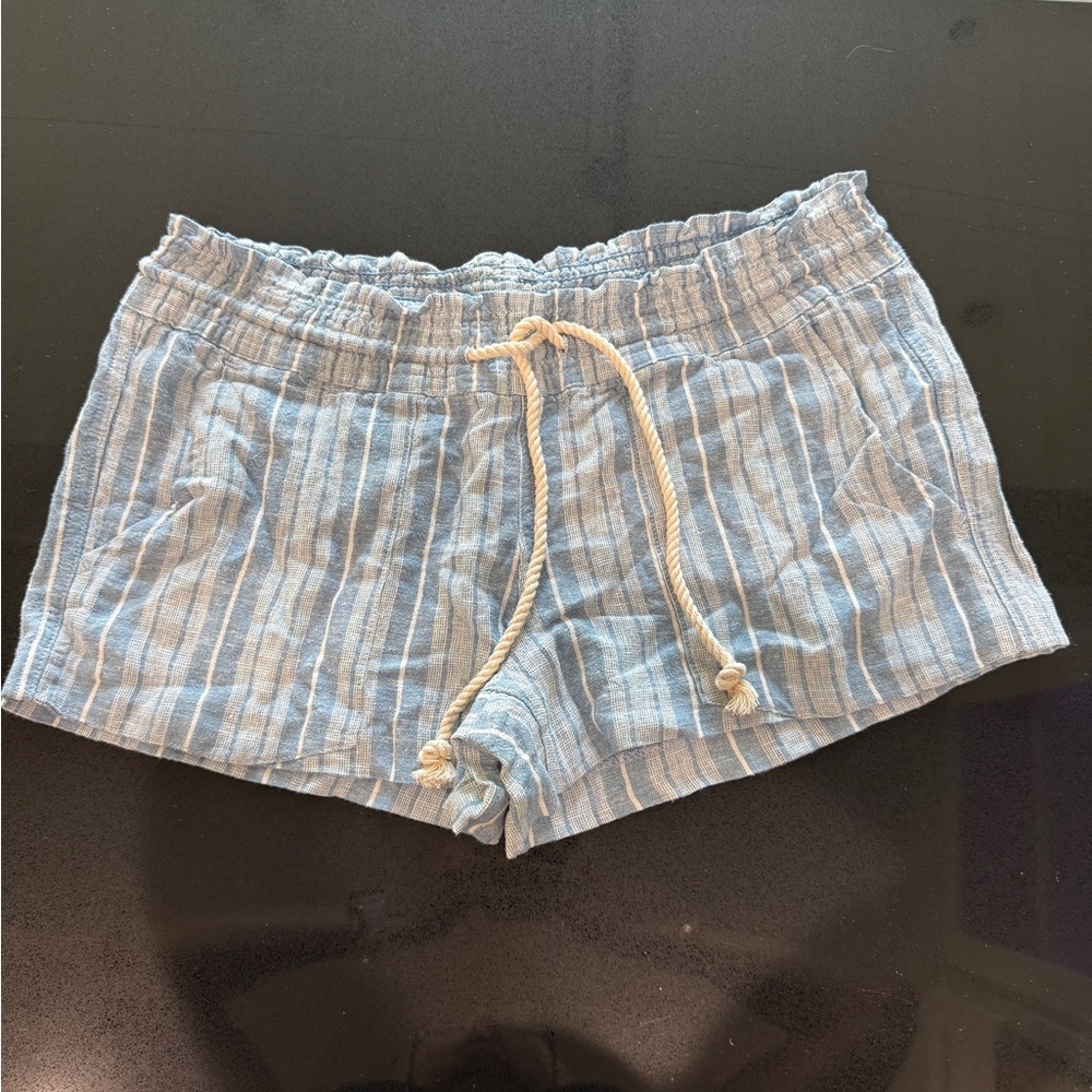 Roxy Light Blue Striped Athletic Shorts
